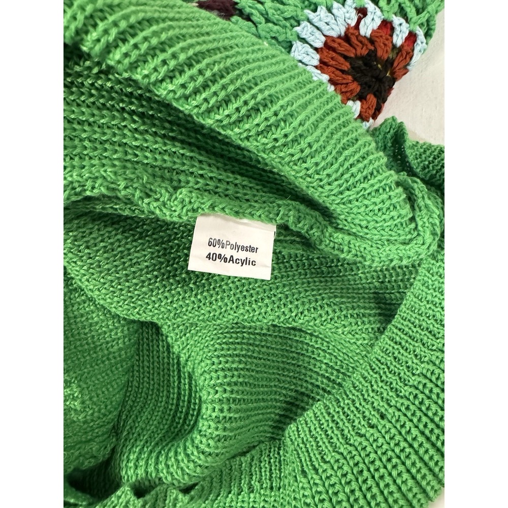 Blakeley Kelly Green Knit Crochet Sleeve Sweater Small Medium Women's Boho - Picture 6 of 6